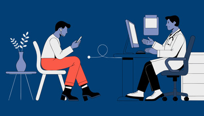 Fototapeta premium Digital healthcare consultation between professional practitioner and patient using modern telemedicine technology for remote medical support
