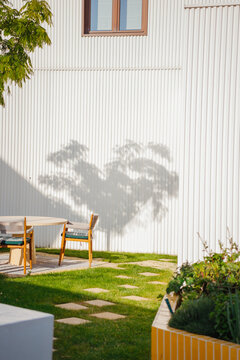 shadows on a modern patio garden