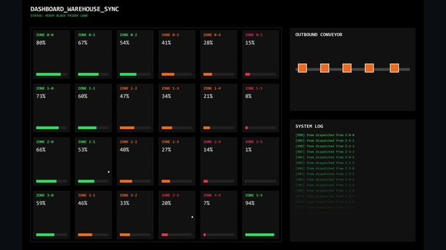 Futuristic Warehouse Logistics Dashboard Monitoring Cargo Dispatch