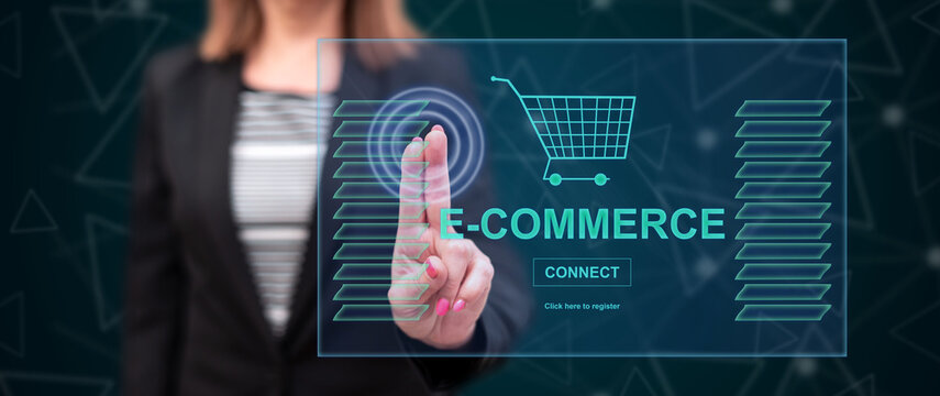 Woman touching an e-commerce concept