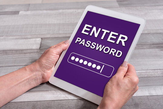 Password concept on a tablet