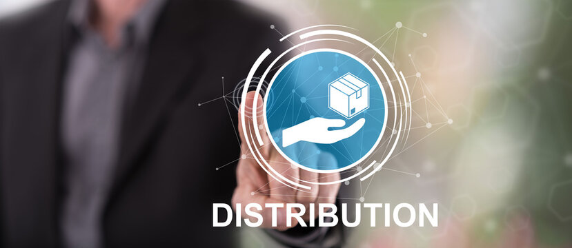 Man touching a distribution concept