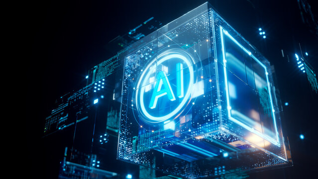 AI Symbol Glass Data Cube