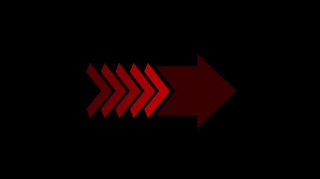 Red Right Arrow Icon Animation with Transparent Alpha Channel, Direction Symbol 4K ProRes