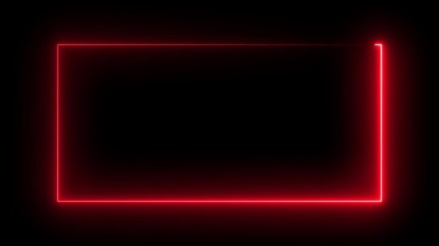 Glowing Neon Red Rounded Rectangle Frame Rotation Animation, Retro Display Screen Seamless Loop on Black Background