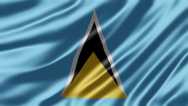 Saint Lucia flag waving with smooth silk texture in high quality digital animation motion clip for national patriotic events