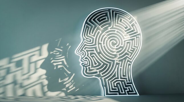 Digital brain hologram with glowing neural network and futuristic data flow visualization