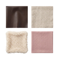 Assorted fabric material texture swatches and samples © shuphanida