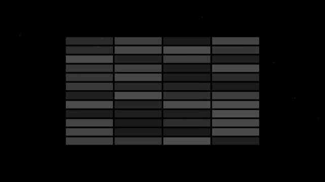 Abstract dark gray rectangle grid pattern with horizontal bars on a black background