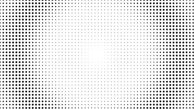 Abstract black and white halftone dot pattern texture with a square geometric frame design