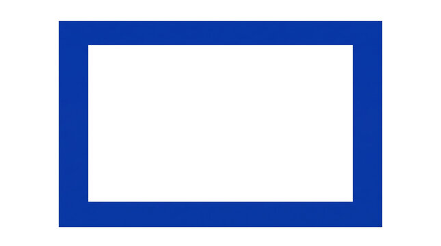 A simple blue rectangular frame or border on a plain white background, representing a basic graphic element or placeholder.