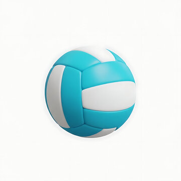 Cyan and white 3d volleyball isolated on a white background
