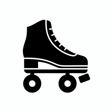 Black vintage style roller skate with four wheels isolated image