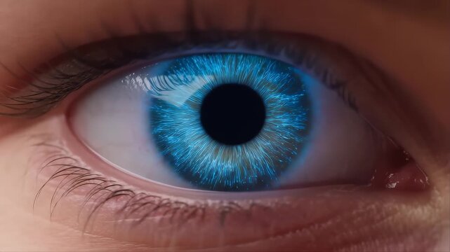 Human Eye Color Transition Close-Up Footage. Iris Changing From Brown to Bright Blue in High Detail.