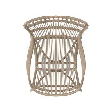 Elegant rattan chair with intricate weaving, isolated on a white background