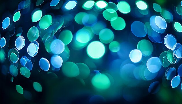 blurred background with out of focus blue and green lights creating a soft circular pattern dark bokeh photo with blurred light background for banner