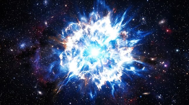Cosmic nebula explosion in deep space.