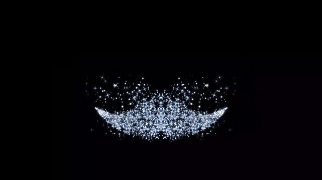 Magic sparkles glitter line stars, white twinkling particles, starlight dust line glitter confetti trail black screen background. smooth glowing particles motion,4k glitter video