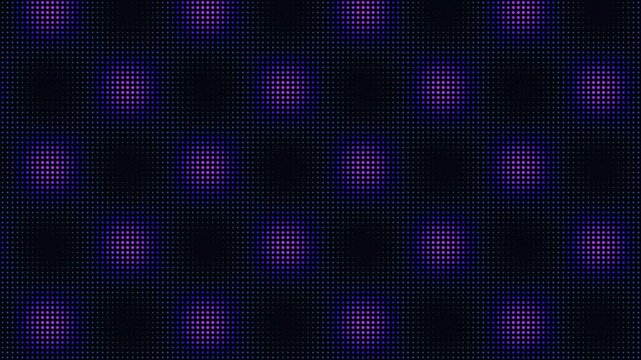 Abstract digital background with glowing purple and blue dot pattern grid on dark surface