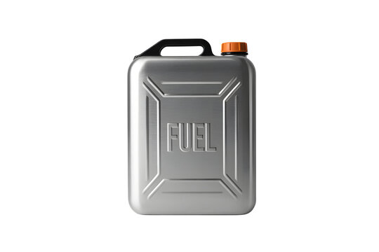Gray metal jerry can with handle and spout