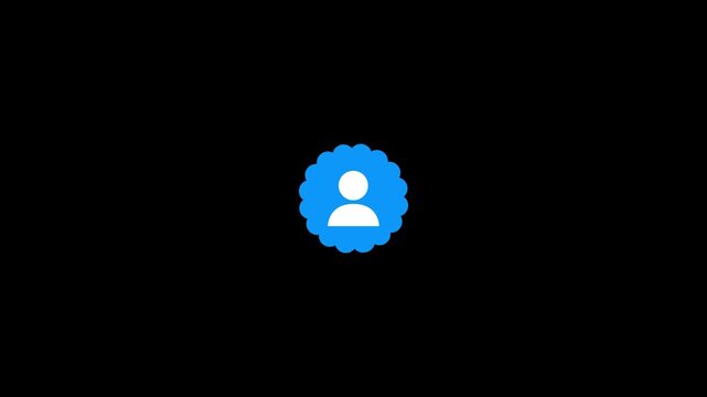 User profile verified badge icon blue scalloped frame dark background 4k video
