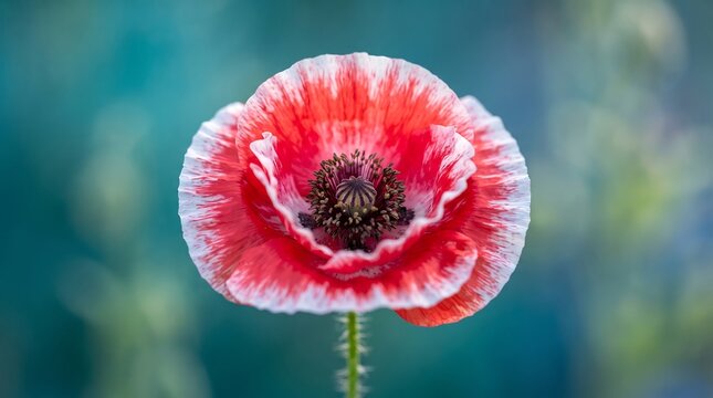 Close-up of a vibrant red poppy flower symbolic of remembrance and memorial