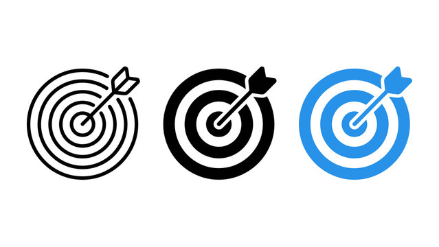 Target icon set, goal symbol, vector illustration isolated on transparent background