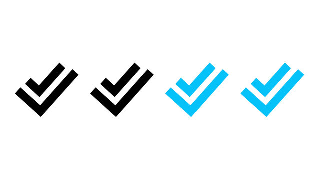 Set of double check mark icons in different styles, vector illustration isolated on transparent background