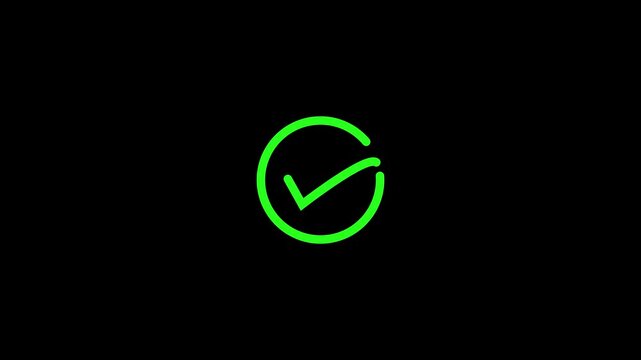 Circular checkmark icon animates with a growing stroke