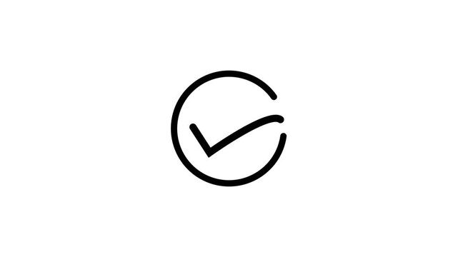 Circular checkmark icon animates with a growing stroke