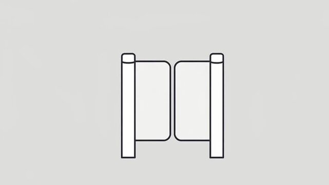 Simple Line Art Turnstile Icon for Access Control and Security Systems, Entrance Gate Vector Illustration