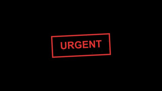 Red urgent stamp sign with text inside a rectangular border on a black background