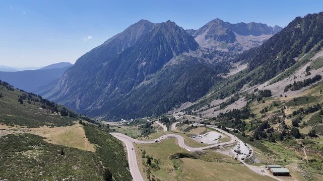 Scenic mountain pass road in Port de la Bonaigua, Pyrenees