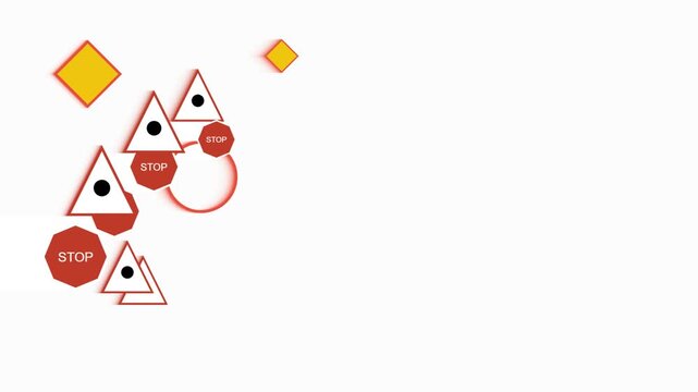 Abstract geometric shape design featuring red and yellow colors with triangle and circle elements for modern graphic projects and creative digital art backgrounds