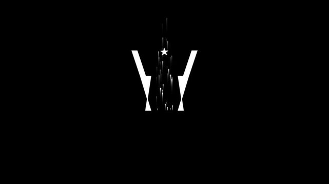 Minimalist letter w logo design with a small star above and abstract city skyline silhouette at the bottom in white on a black background