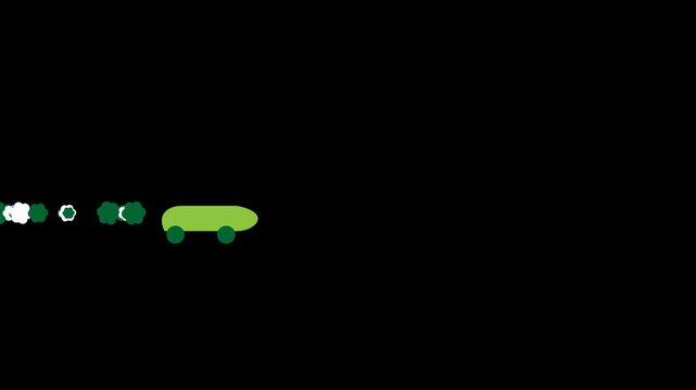 Simple flat green skateboard icon design on a solid black background for sports and urban lifestyle concepts