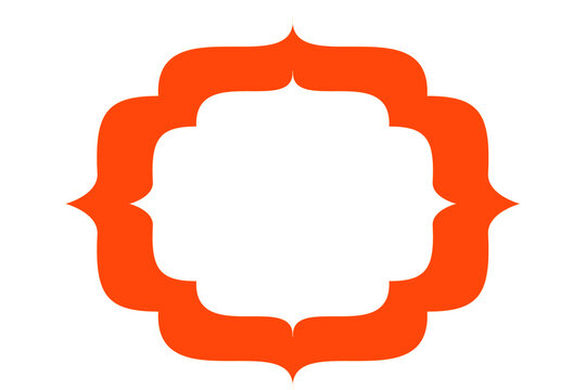 Ornate red, orange frame PNG vector illustration. Decorative scalloped border with blank center, perfect for labels, certificates, invitations, cards, packaging, and social media.