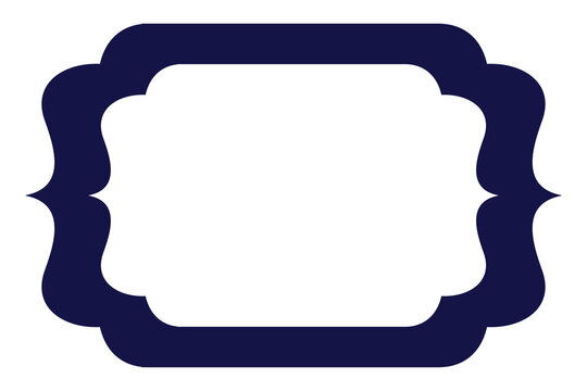 Navy blue vintage transparent frame PNG vector illustration. Bold scalloped decorative border with blank center, perfect for certificates, labels, invitations, cards, menus, packaging, and branding.