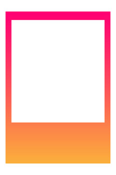 Orange vertical photo frame with bold rectangular border and blank center, ideal for portrait photos, Instagram posts, stories, scrapbook layouts, posters, invitations, branding, digital templates PNG