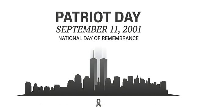 Patriot day september 11 2001 national day of remembrance with new york skyline and twin towers graphic for memorial and tribute purposes.