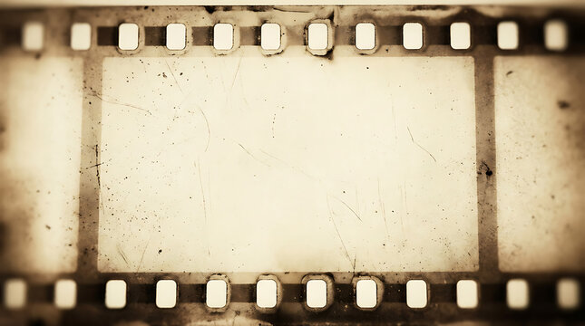 Empty vintage film strip with sepia tones and texture film reel obsolete technology textured