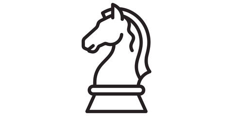 Knight chess piece icon for strategic board game apps and websites. © 扁平化图标 