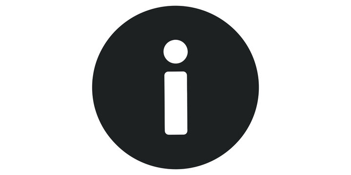 Information symbol icon inside circle for help and details.