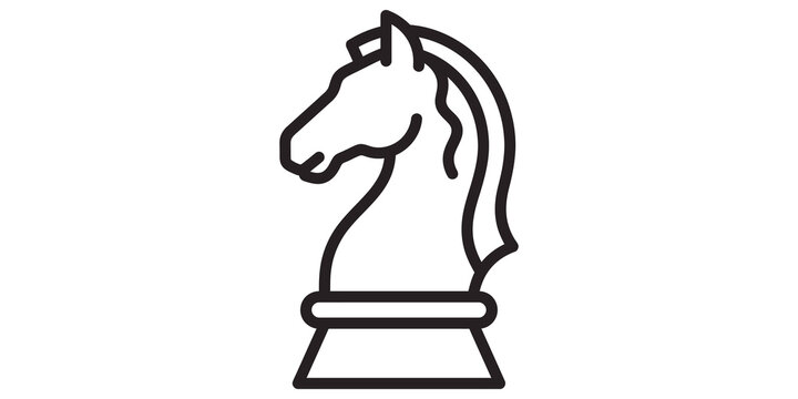 Knight chess piece icon for strategic board game apps and websites.
