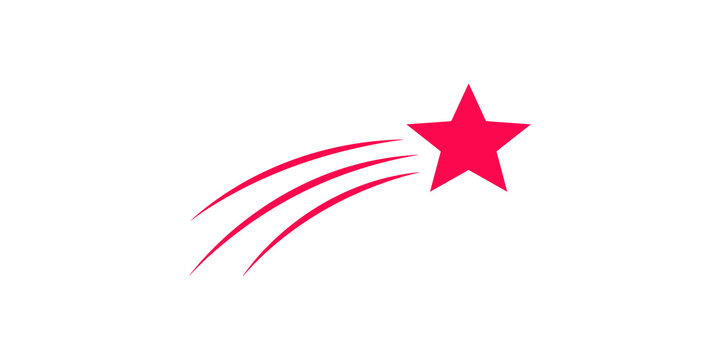 Red shooting star icon featuring three trails for fantasy cosmic design.