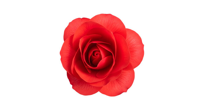 A stunning vibrant red rose in full bloom beautifully detailed and isolated on transparent background