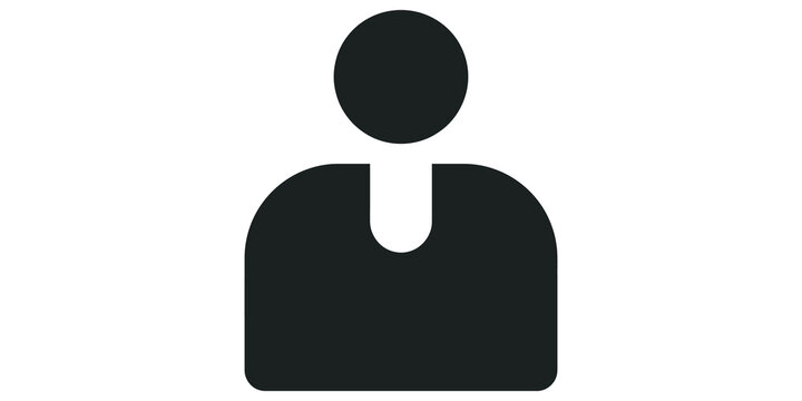 Black user profile icon isolated on transparent background for social media.