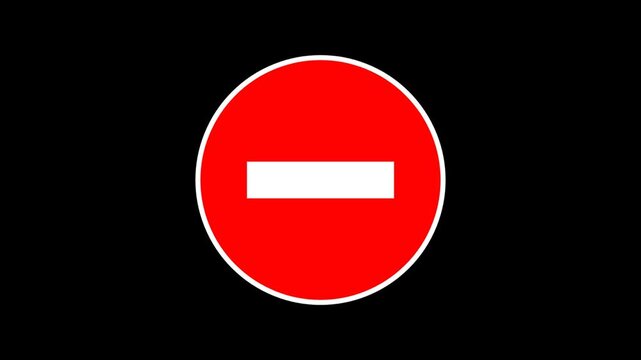 Red round road sign with a white horizontal bar indicating no entry or do not enter traffic rule