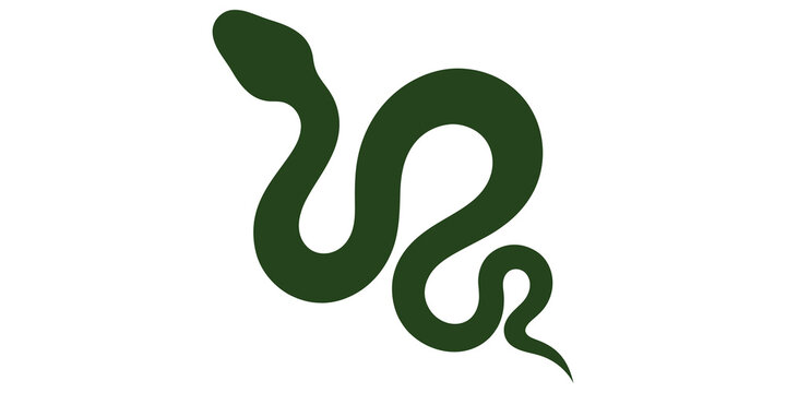 Snake silhouette in dark green color for wildlife and reptile themes.
