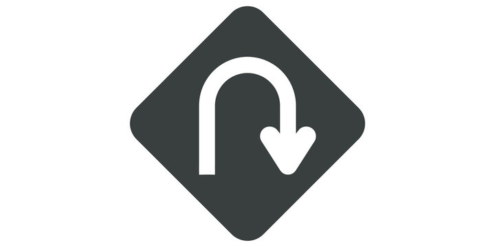 Road sign indicating a mandatory u turn ahead for drivers.